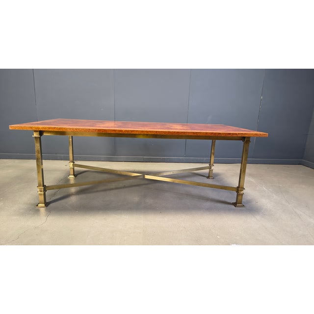 Vintage Burl Wood and Brass Dining Table from Belgo Chrom, 1970s For Sale - Image 6 of 10