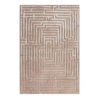 Anatolia Hand-Tufted Maze Rug, Peony Pink, 4x6 For Sale