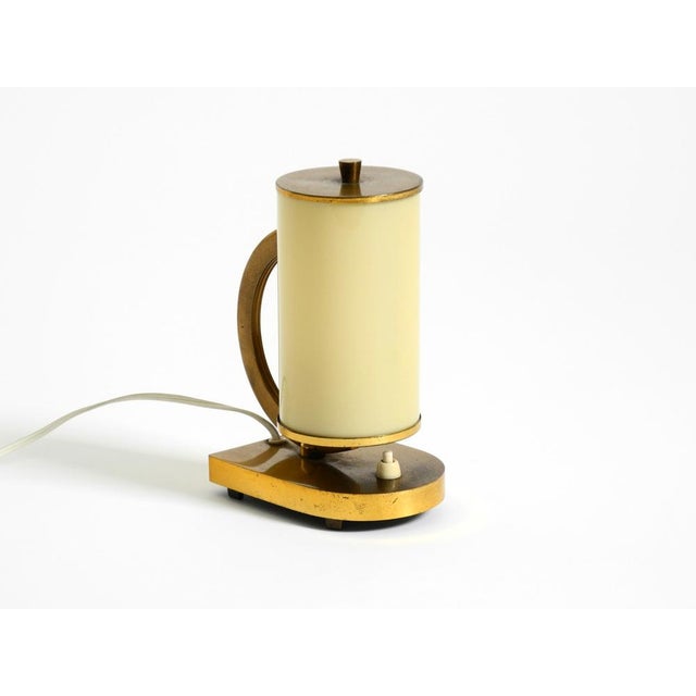 Mid-Century Modern Brass Table Lamp with Opal Glass Shade, 1940s For Sale - Image 3 of 18
