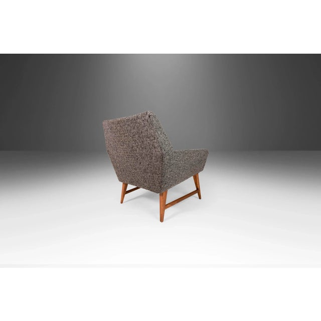 Charcoal Circa 1960s Italian Upholstered Angular Walnut Base Lounge Chairs After Gio Ponti - A Pair For Sale - Image 8 of 12