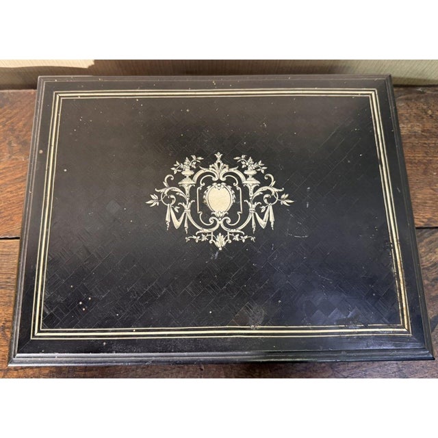 Ebony and mahogany box with inlays of precious materials, Napoleon III period Minor losses
