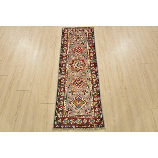 Farmhouse Kazak Runner 1’11” X 5’8” Gray Wool Tribal Hand-Knotted Oriental Rug For Sale - Image 3 of 11