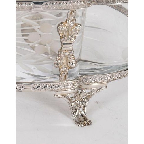 Antique French Silver Plated Louis Revival Cut Crystal Centrepieces, 1860, Set of 2 For Sale - Image 13 of 18