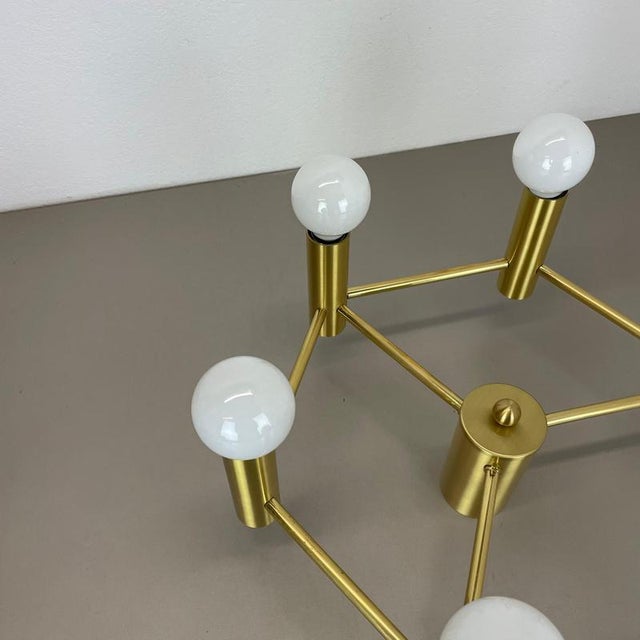 1970s Italian Space Age Brass Ceiling Sconce in the style of Stilnovo, Italy, 1970s For Sale - Image 5 of 18