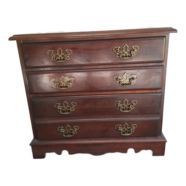 Chippendale Cherry Nightstand / Bedside Chest of Drawers For Sale
