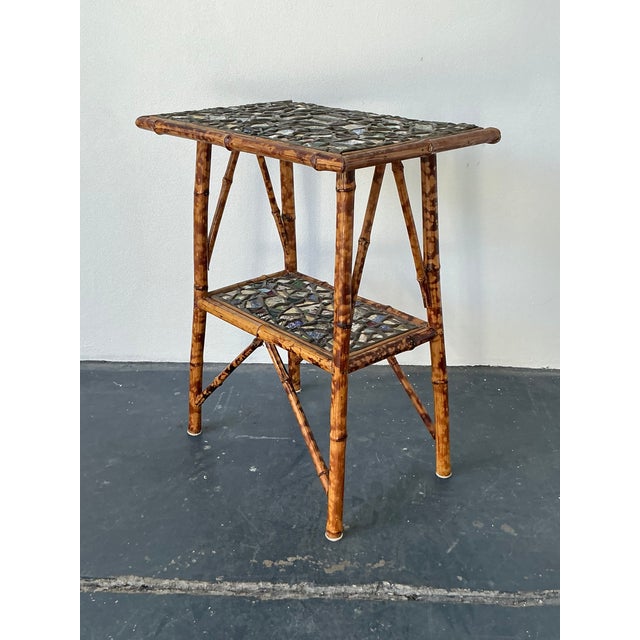 Vintage Boho China Mosaic Bamboo Side Table For Sale - Image 9 of 12