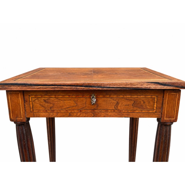 19th Century French Louis XVI Marquetry Side Table with Hidden Mirror, Late For Sale - Image 4 of 11