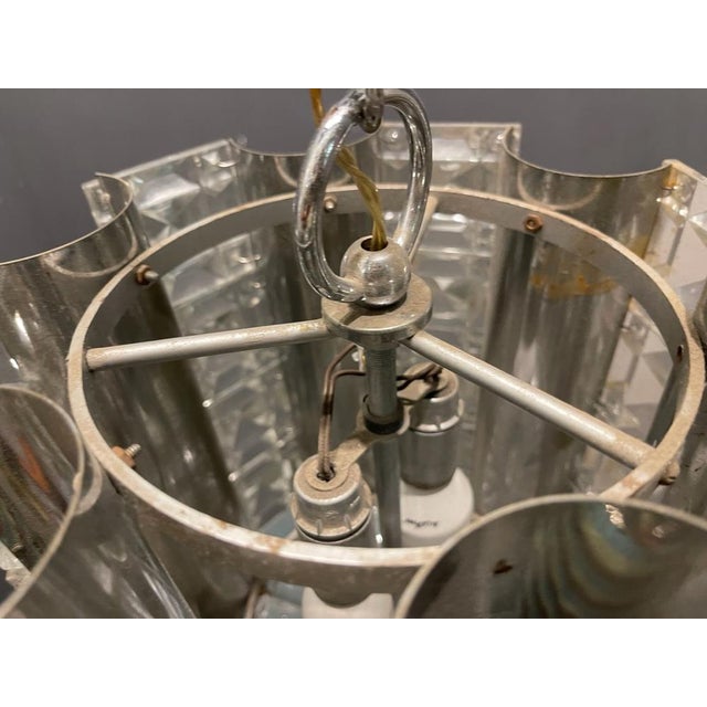 Cut Crystal & Chrome Pendant Light, 1970s For Sale - Image 12 of 14