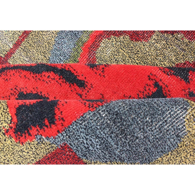 Vintage Rug With Mid-Century Modern and Geometric Design For Sale - Image 11 of 13