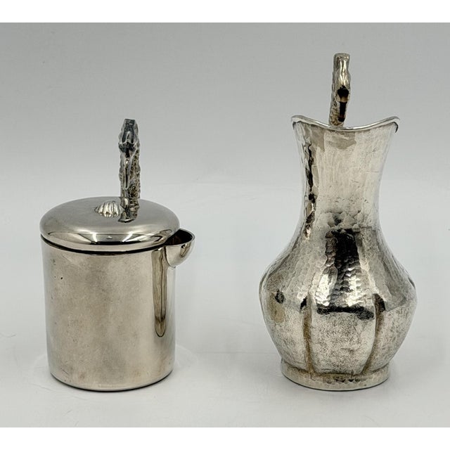 Silver 1960s Los Castillo Seahorse Silver Plate Creamer & Sugar Set For Sale - Image 8 of 18