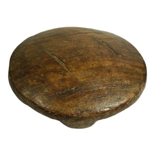 1900's Hand Carved Wood Chapati Roti Maker #2 Flat Bread Rolling Plate For Sale