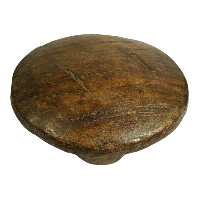 1900's Hand Carved Wood Chapati Roti Maker #2 Flat Bread Rolling Plate For Sale