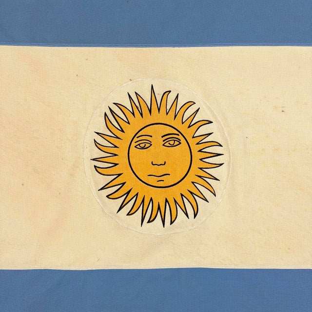Large Vintage Cotton Sun Flag of Argentina For Sale - Image 4 of 6