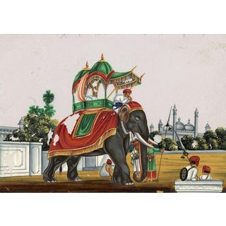Indian Company School, Caparisoned Elephant with Howdah, 1800s, Gouache on Paper For Sale