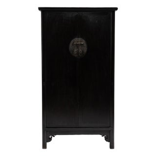 Antique Chinese Black Lacquer Noodle Cabinet, 19th Century For Sale