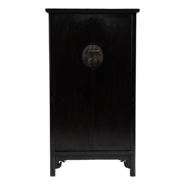 Antique Chinese Black Lacquer Noodle Cabinet, 19th Century For Sale