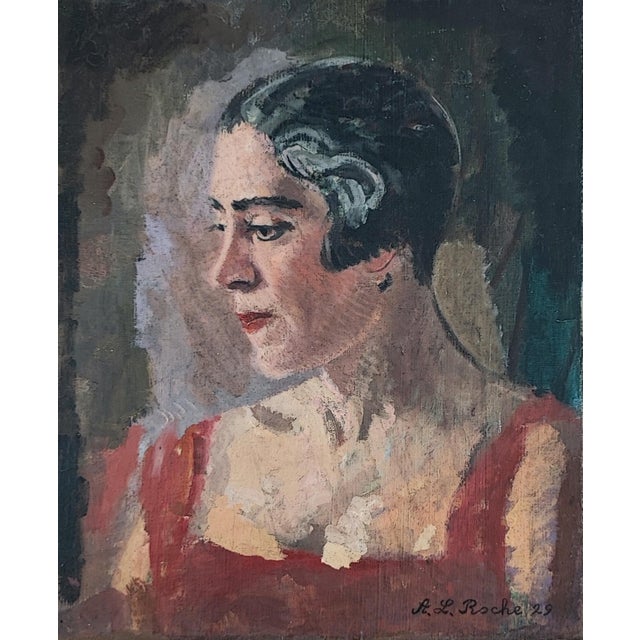 Alexis Louis Roche, Portrait de Femme, Coiffure des Années 20, 1929, Oil on Canvas For Sale - Image 10 of 10