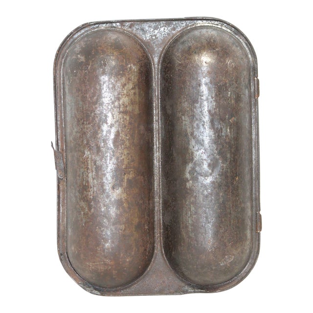 Antique Ideal 1897 Metal Double Bread Loaf Baker's Mold W/ Original Clasp For Sale