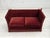 1970s, Danish 2-seater drop arm "Spanish" sofa. Original red/burgundy furniture velour, ash wood legs, springs in the seat...