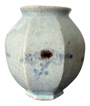 Faceted Korean Ceramic Celadon Jar Joseon Dynasty
