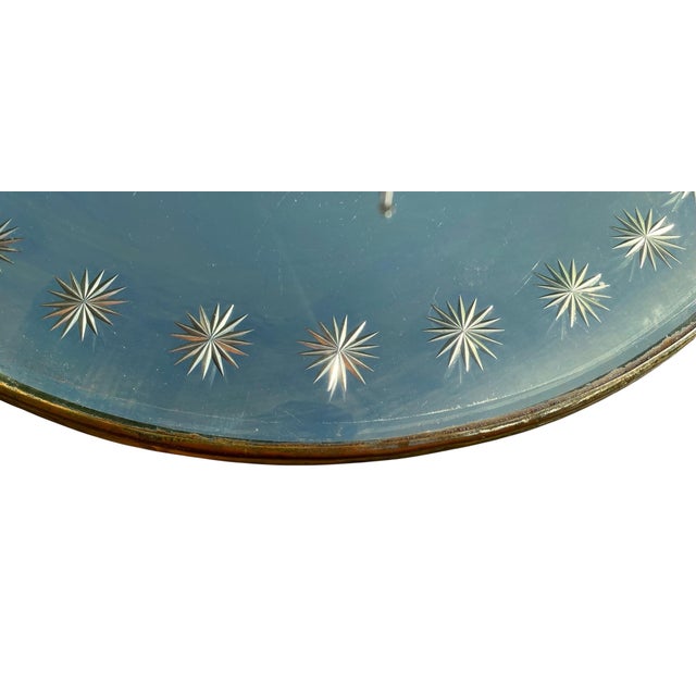 Vintage 1940s Beveled Round Mirror With Hand Etched Stars, 16 Inch For Sale - Image 10 of 15