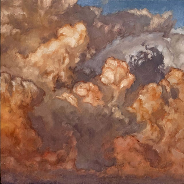Cloud Composition 1 by Jesse Mangerson | Oil On Panel Painting of clouds in various colors For Sale