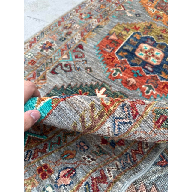 Gray Serapi Tribal-Style Hand-Knotted Runner 10' X 2.75' For Sale - Image 8 of 9