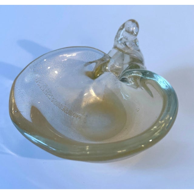 Glass Italian Murano Glass Shell with Real Gold Flakes For Sale - Image 7 of 11