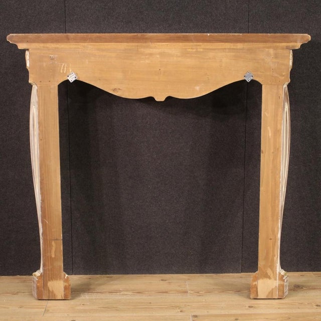 Wood Italian Scenic Painted and Gilded Wooden Fireplace, 1980 For Sale - Image 7 of 13