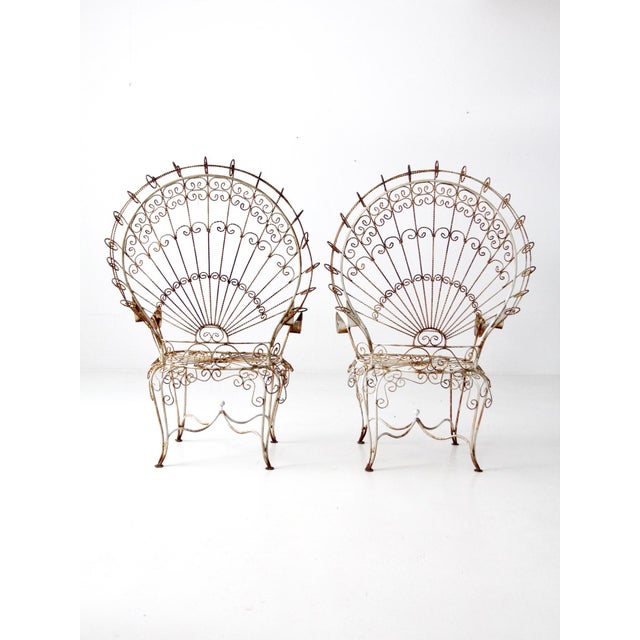 Antique Wrought Iron Peacock Garden Furniture Collection of 4 For Sale - Image 9 of 12