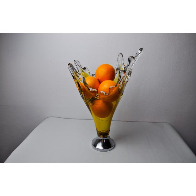 Superb and rare yellow sommerso vase designed and manufactured for seguso in murano in the 1970s. Handcrafted glass work...