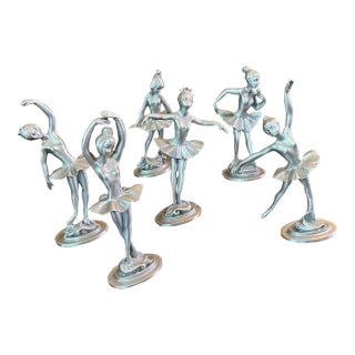 Set of 3 Pewter Dancing Ballerinas Depose Custom Hand Made in Italy Marked. Christmas Nutcracker Theme For Sale