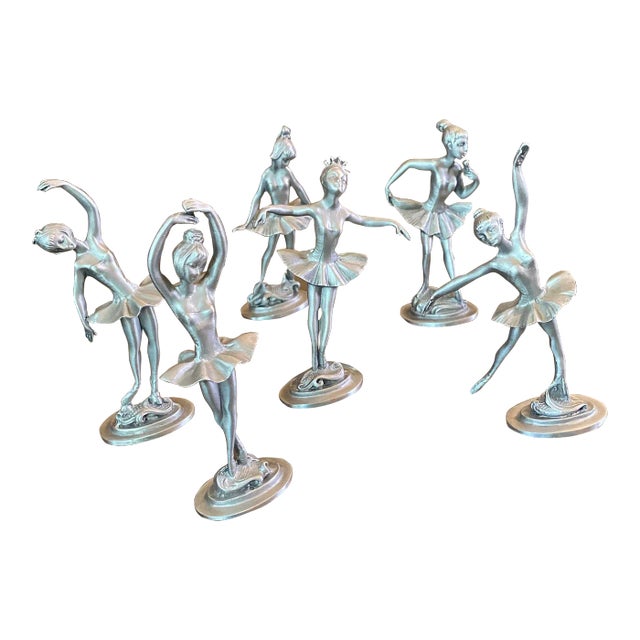 Set of 3 Pewter Dancing Ballerinas Depose Custom Hand Made in Italy Marked. Christmas Nutcracker Theme For Sale
