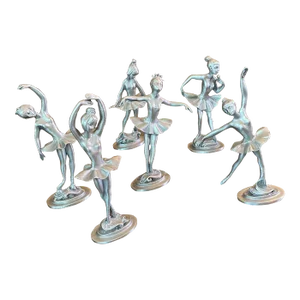 Set of 3 Pewter Dancing Ballerinas Depose Custom Hand Made in Italy Marked. Christmas Nutcracker Theme