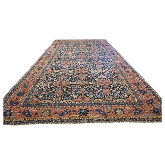 Antique Persian Lilihan Wool 11x20 Red, Black, Ivory & Blue Handmade Area Rug #9902643