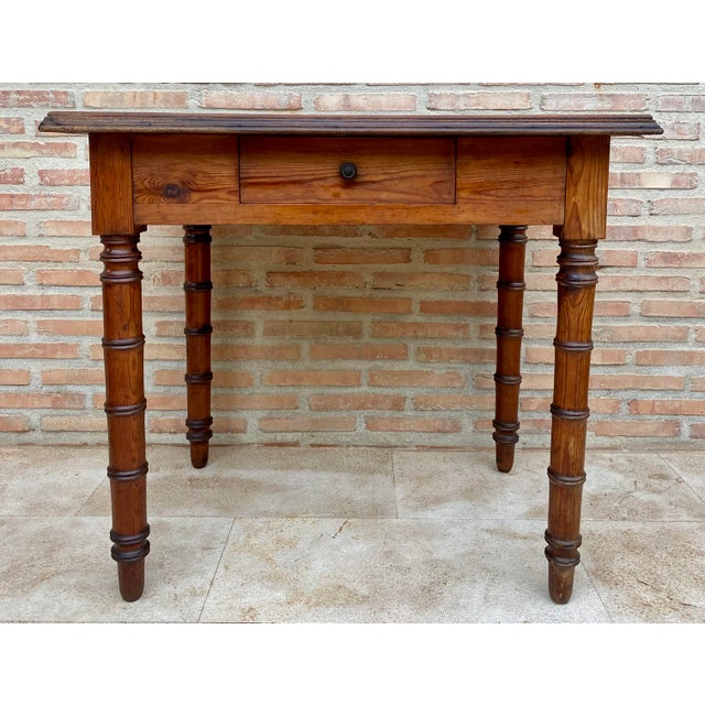 Early 20th Century French Oak Worktable with One Drawer, 1920s For Sale - Image 14 of 14