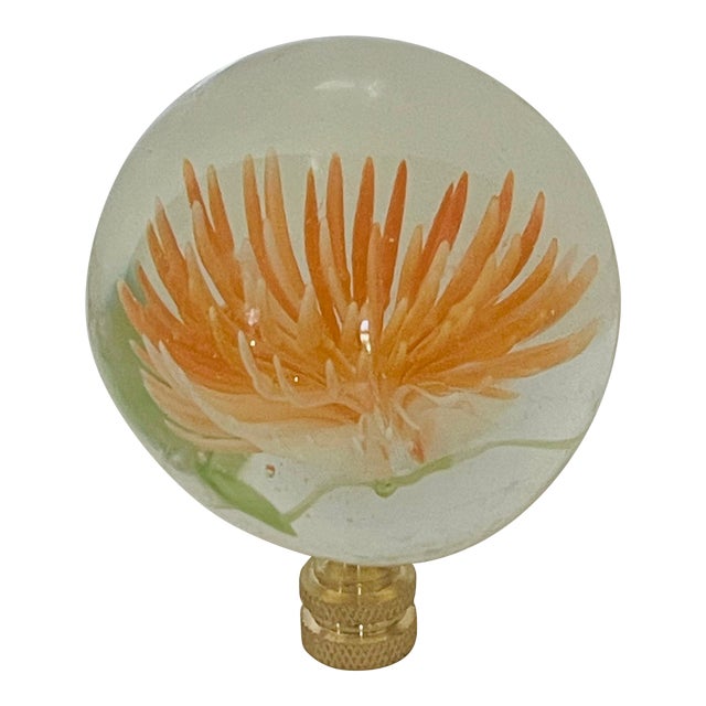 1960s Glass Flower Paperweight Lamp Finisl For Sale