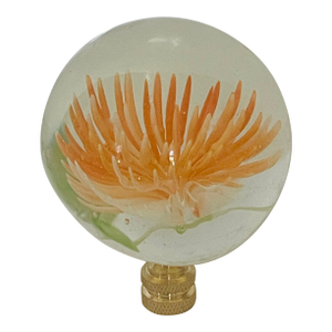 1960s Glass Flower Paperweight Lamp Finisl