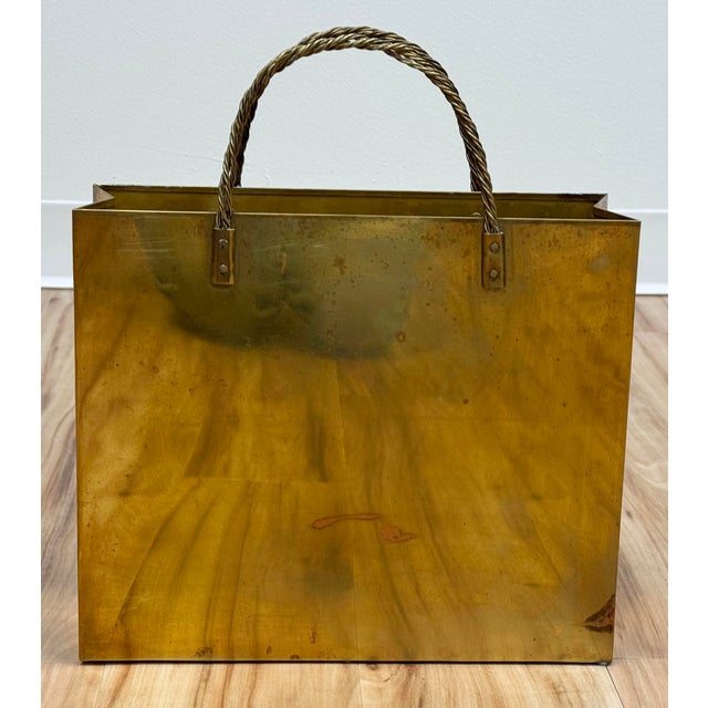 Vintage Italian Brass Shopping Gift Bag Gio Ponti Attributed For Sale - Image 9 of 11