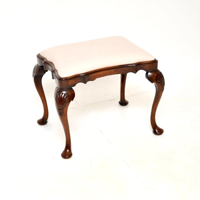 Brown Antique Walnut Stool, 1900s For Sale - Image 8 of 8