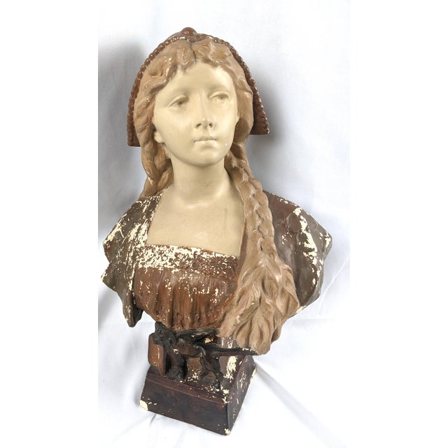 A wonderfully decorative Van Hassels, Brussels composition sculpture depicting a young Venetian girl, executed in the...