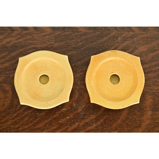 Yellow Rookwood Pottery Arts & Crafts Glazed Ceramic Candlesticks, 1922 For Sale - Image 8 of 11