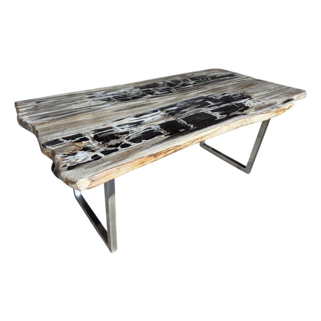Andrianna Shamaris Live Edge Petrified Wood Dining Table For Sale