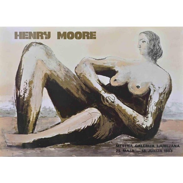 Vintage poster realized in occasion of Henry Moore's Exhibition in Mestna Galerija Ljubljana in 1983. Photolihtograph....