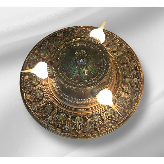 Set of Flush Mount Intricate Cieling Fixtures For Sale - Image 4 of 5