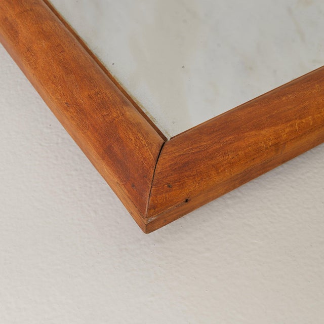 Italian Horizontal Rectangular Wall Mirror with Chamfered Wood Frame, 1950s For Sale - Image 4 of 10