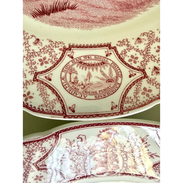 1931 Royal Cauldon Phillips Exeter Academy Pink Transferware Plates, Set of 4 For Sale In Los Angeles - Image 6 of 10