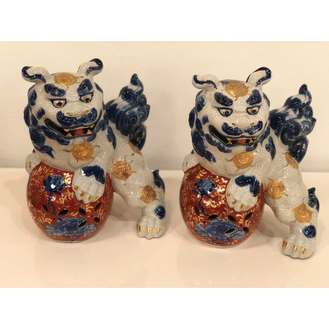 Vintage Blue and White Foo Dogs - a Pair For Sale - Image 11 of 11