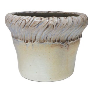 Large Vintage Architectural Incised Ceramic Planter Vase by Deanna Nichols For Sale