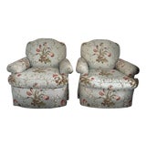 Late 20th Century Pair of Floral Edward Ferrell Brunschwig & Fils Club Chairs For Sale